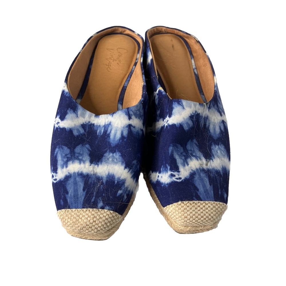 Crown Vintage Shoes  Sz 7 Blue Flat‎ espadrilles Tie Dye Mule